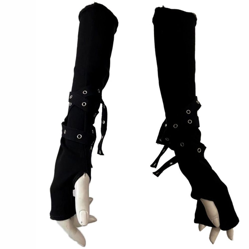 Cycling Gloves - Готические перчатки-митенки унисекс с пряжками, черные,