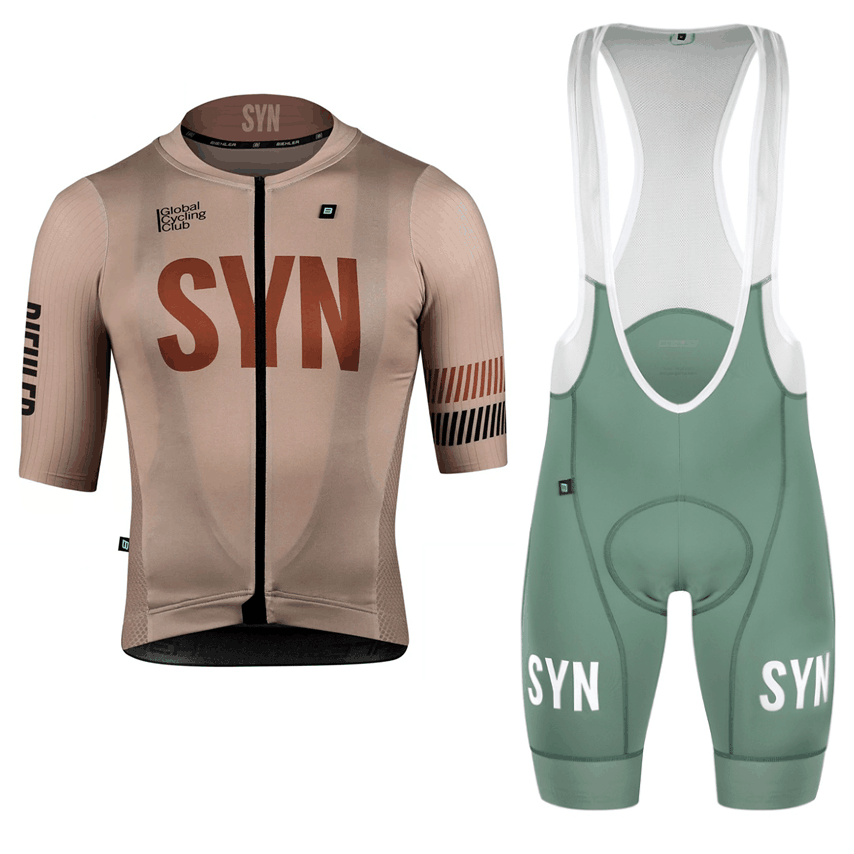 Cycling Bib Shorts - Синхронная коричневая одежда для велоспорта, Мужская